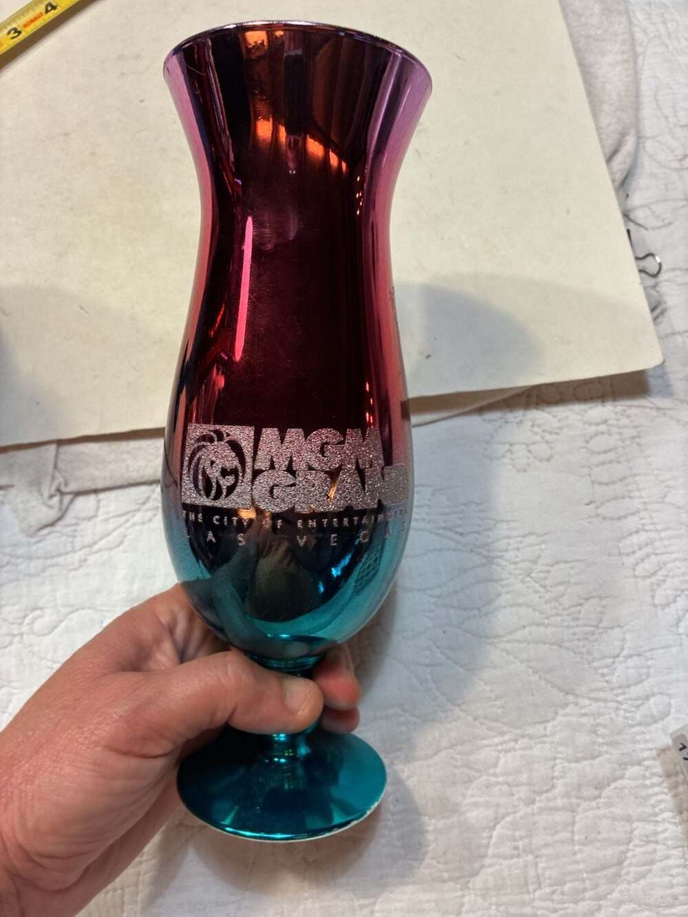 Lot of 2 VTG MGM Grand Las Vegas EFX Souvenir Hurricane Drinking Glasses